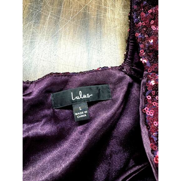 LULUS Half Blouse Top,Sequins.Bishop Sleeve, Zipper BackPurple,Fairy,Goth - Picture 6 of 12